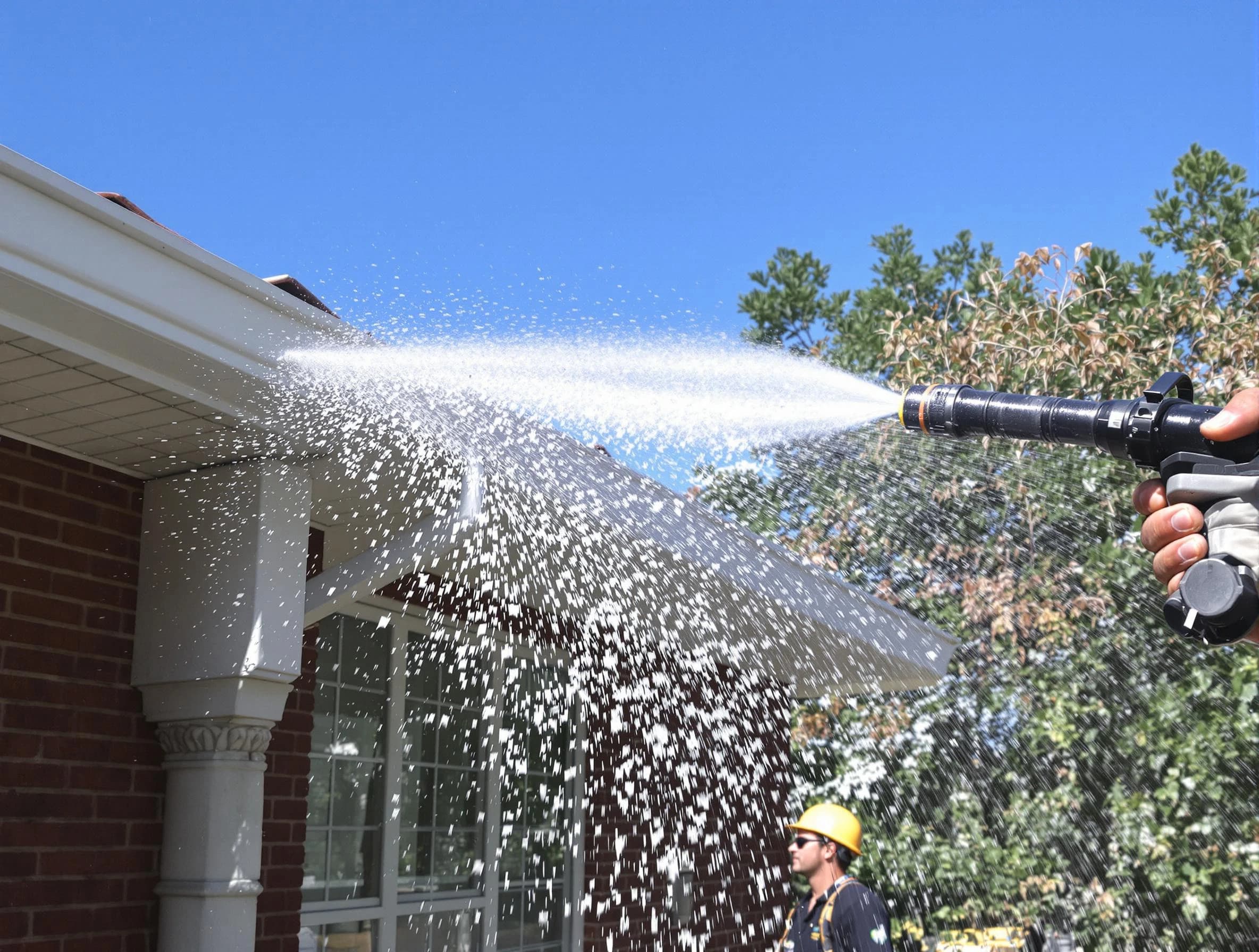 Cleared downspout by Macedonia Roofing Company ensuring unrestricted flow in Macedonia, OH