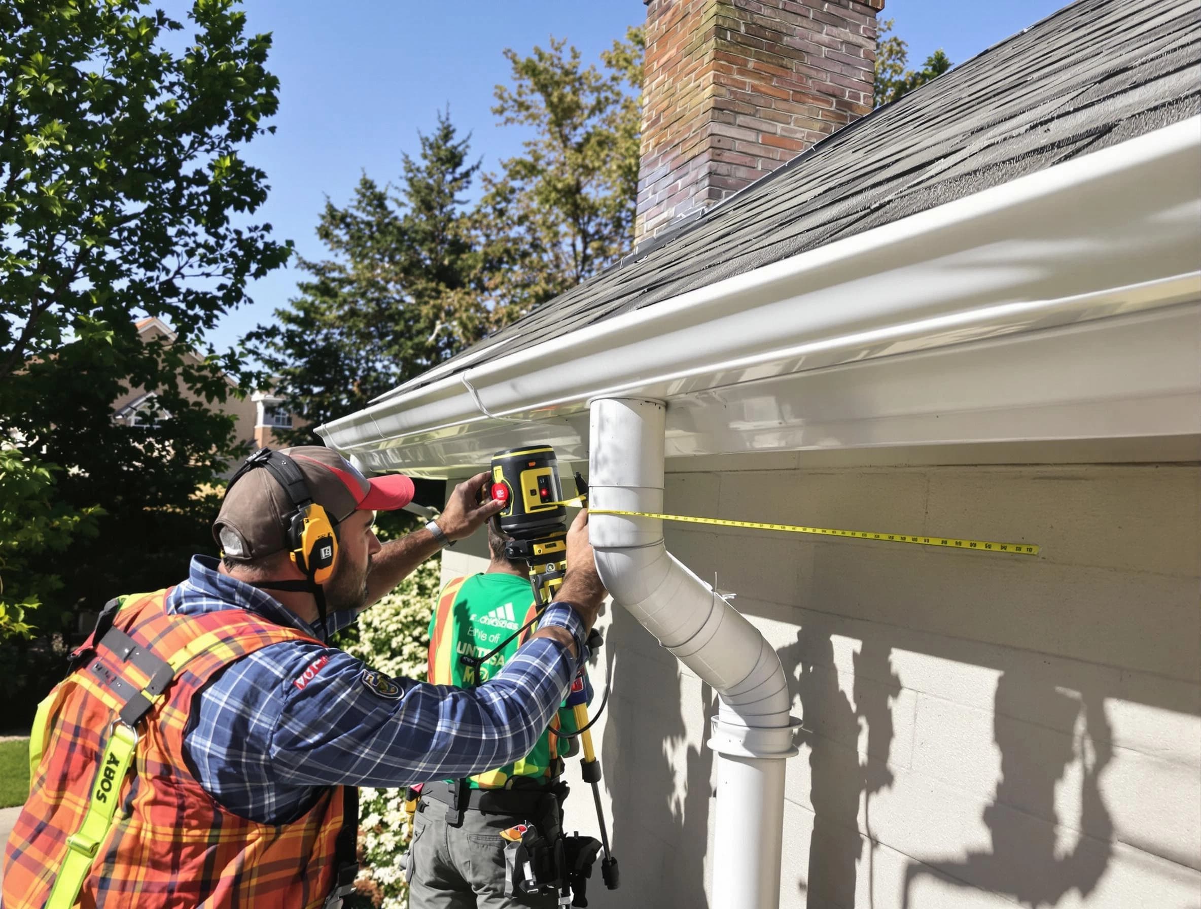 Macedonia Roofing Company installing downspouts at a property in Macedonia, OH