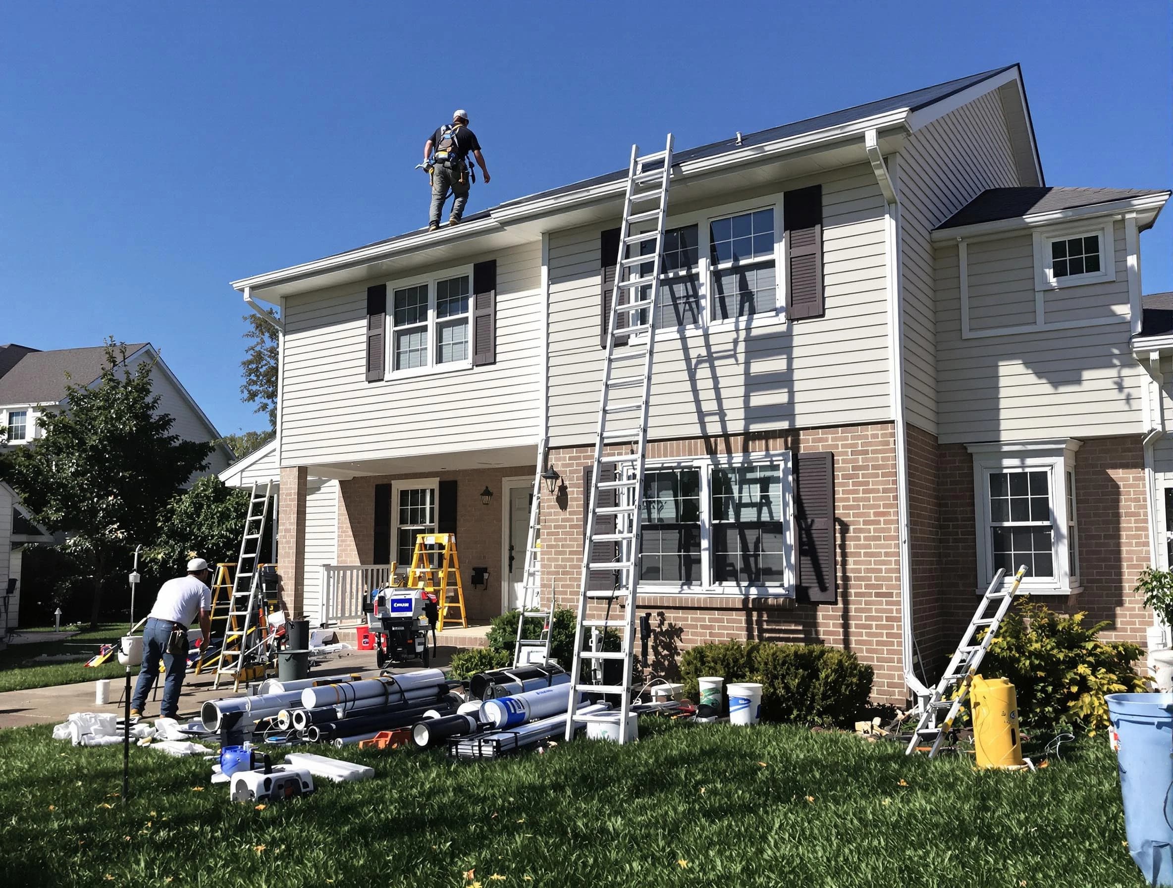 Macedonia Roofing Company completing a gutter replacement in Macedonia, OH