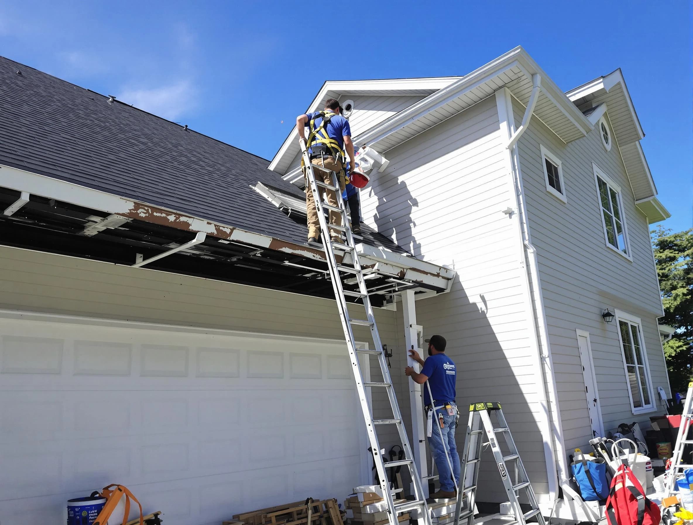 Newly replaced gutters by Macedonia Roofing Company in Macedonia, OH