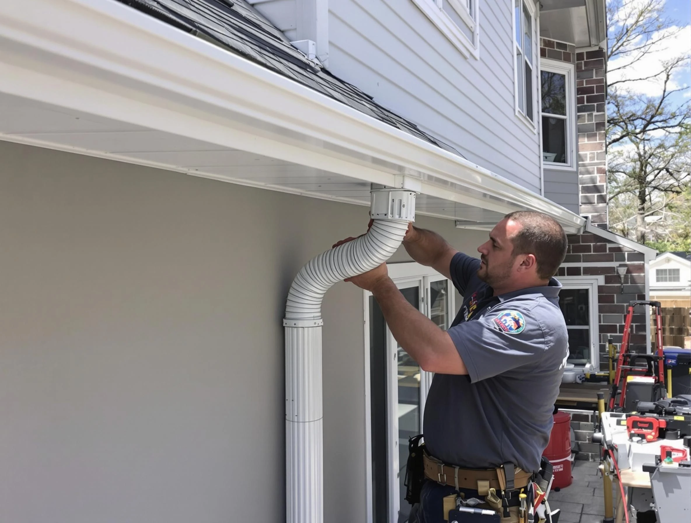 Downspouts installed by Macedonia Roofing Company to guide water away in Macedonia, OH