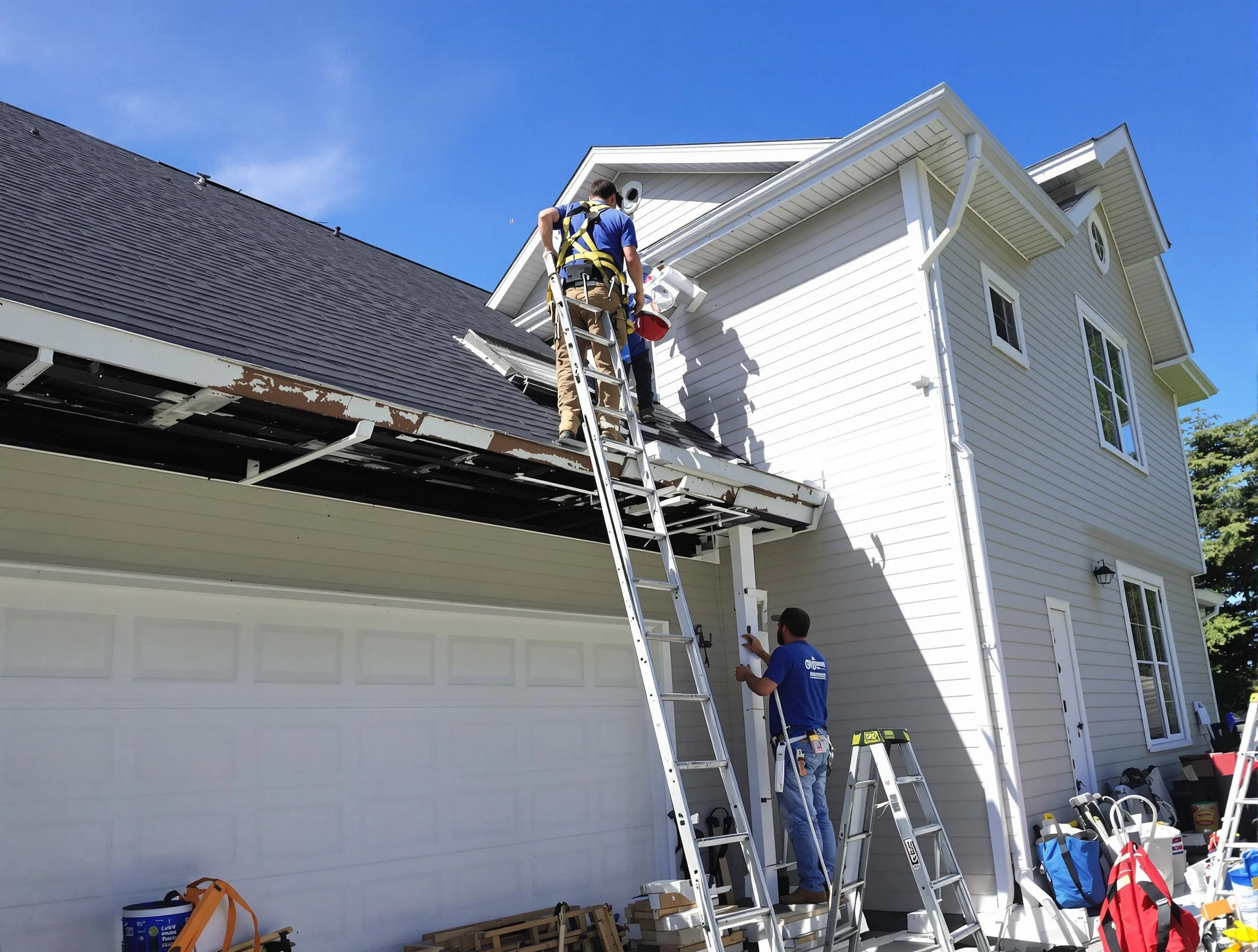 Newly replaced gutters by Macedonia Roofing Company in Macedonia, OH